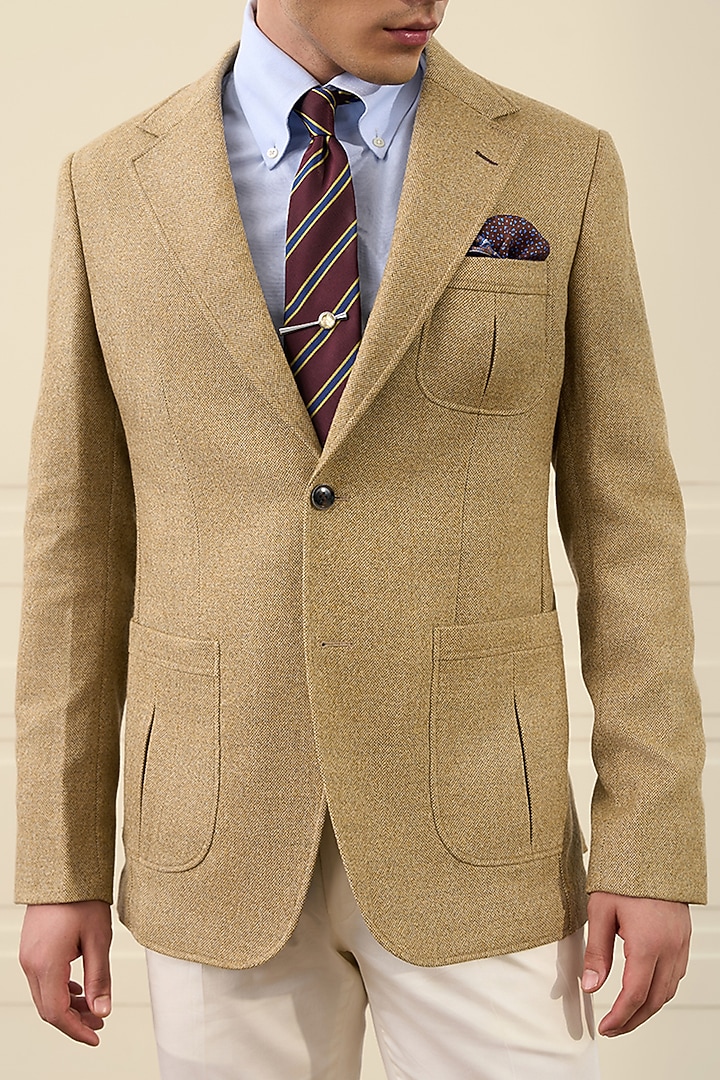Camel Beige Wool Blazer by Gargee Designers at Pernia's Pop Up Shop