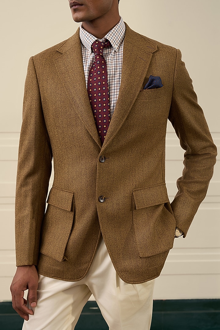 Brown Wool Blazer by Gargee Designers at Pernia's Pop Up Shop