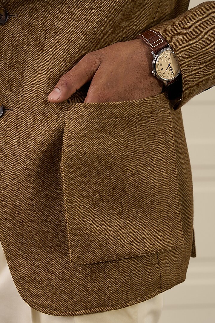Brown Wool Blazer by Gargee Designers at Pernia's Pop Up Shop
