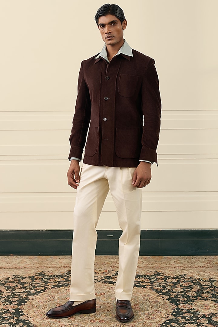Chocolate Brown Cotton Corduroy Shacket by Gargee Designers at Pernia's Pop Up Shop
