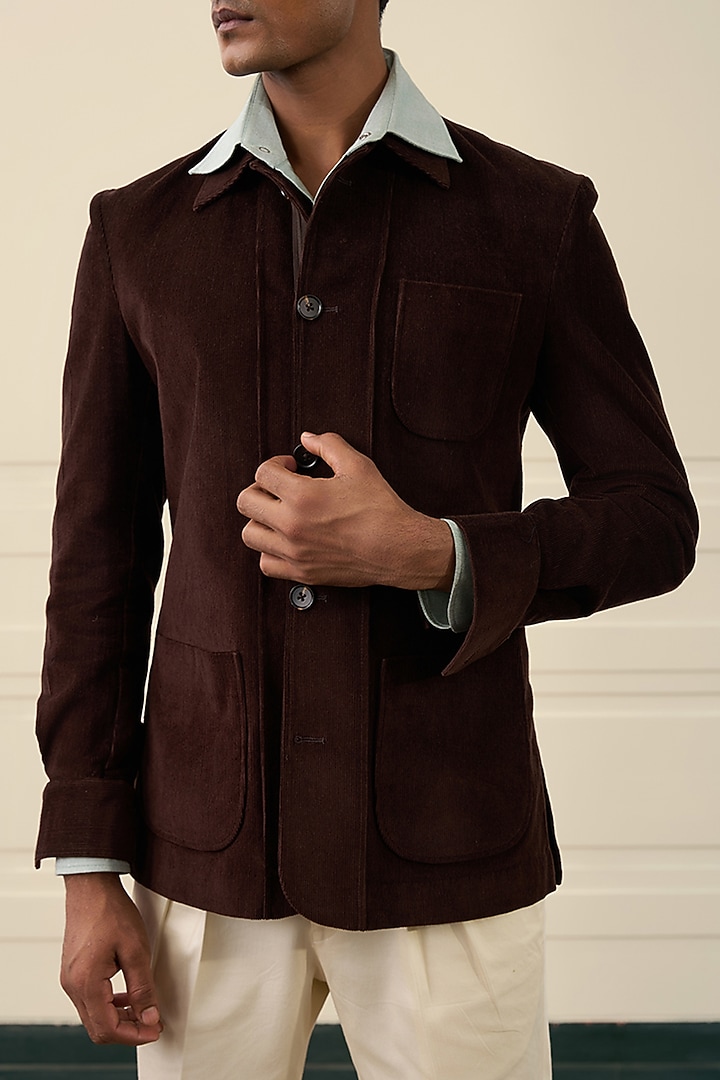 Chocolate Brown Cotton Corduroy Shacket by Gargee Designers at Pernia's Pop Up Shop