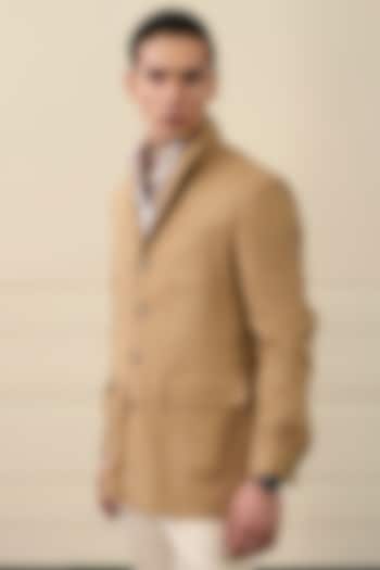 Sand Beige Wool Flannel Blazer by Gargee Designers at Pernia's Pop Up Shop