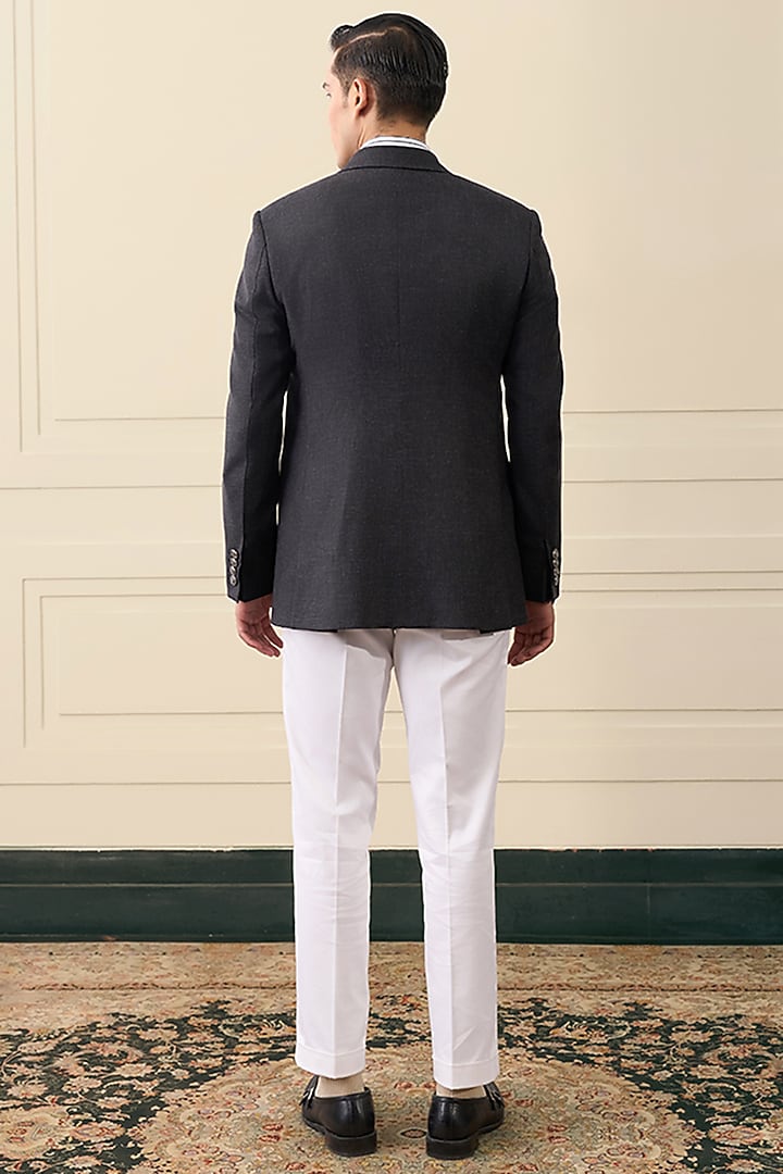 Charcoal Wool Blend Double-Breasted Blazer by Gargee Designers at Pernia's Pop Up Shop