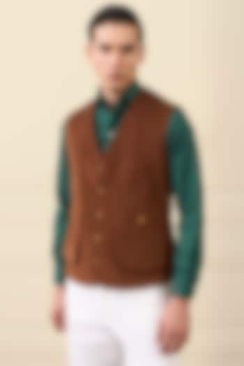 Rust Brown Cotton Corduroy Waistcoat by Gargee Designers at Pernia's Pop Up Shop