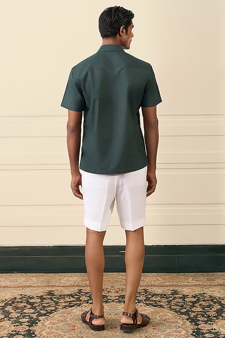 Emerald Green Cotton Blend Thread Embroidered Party Wear Shirt by Gargee Designers at Pernia's Pop Up Shop