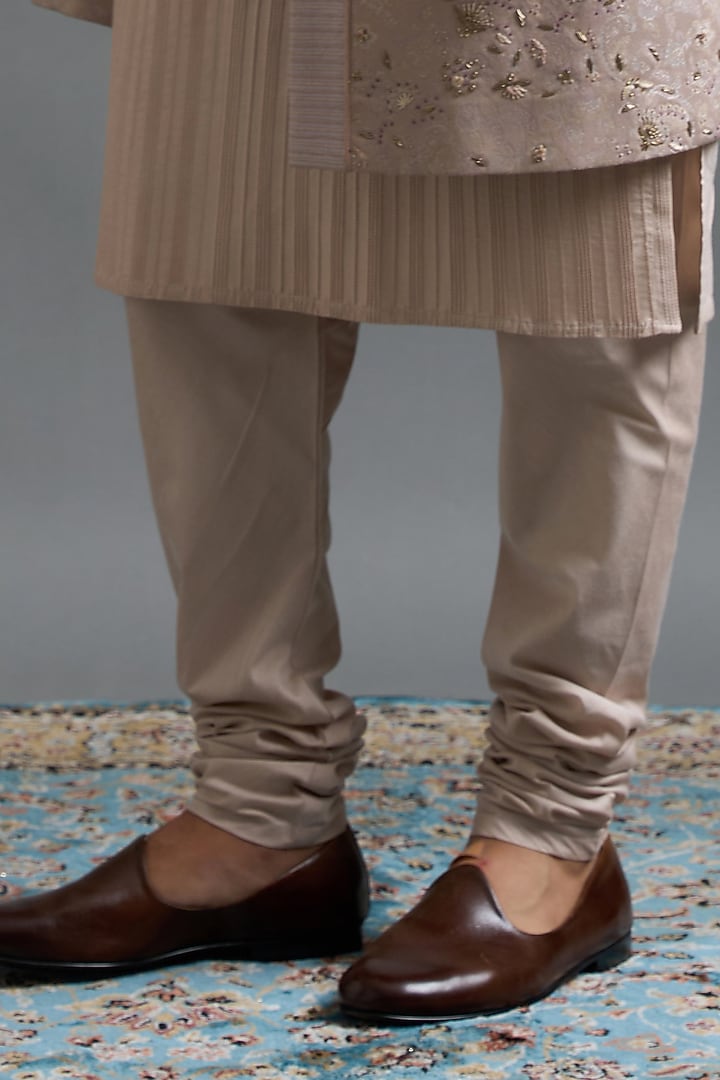 Slate Grey Jacquard Groom Sherwani Set by Gargee Designers at Pernia's Pop Up Shop