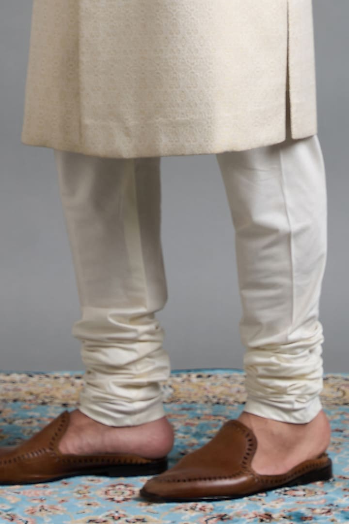 Ivory Jacquard Wedding Sherwani Set by Gargee Designers at Pernia's Pop Up Shop