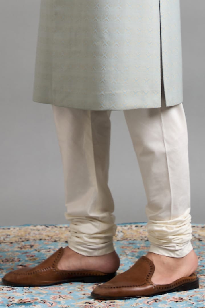 Powder Green Jacquard Wedding Sherwani Set by Gargee Designers at Pernia's Pop Up Shop