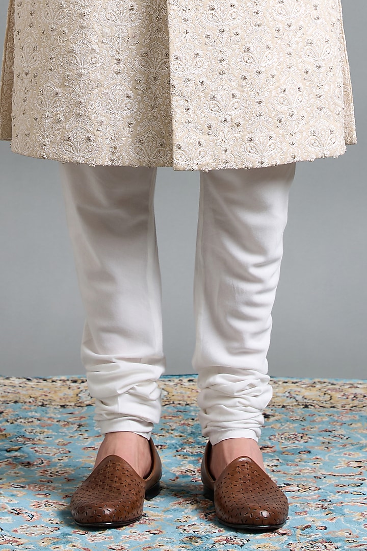 Ivory Chanderi Thread Work Groom Sherwani Set by Gargee Designers at Pernia's Pop Up Shop