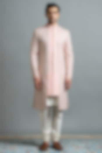 Blush Pink Jacquard Wedding Sherwani Set by Gargee Designers at Pernia's Pop Up Shop