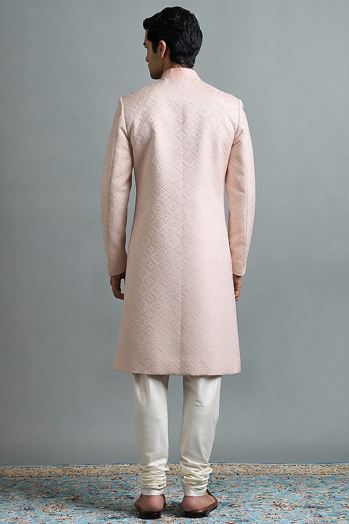 Blush Pink Jacquard Wedding Sherwani Set by Gargee Designers at Pernia's Pop Up Shop