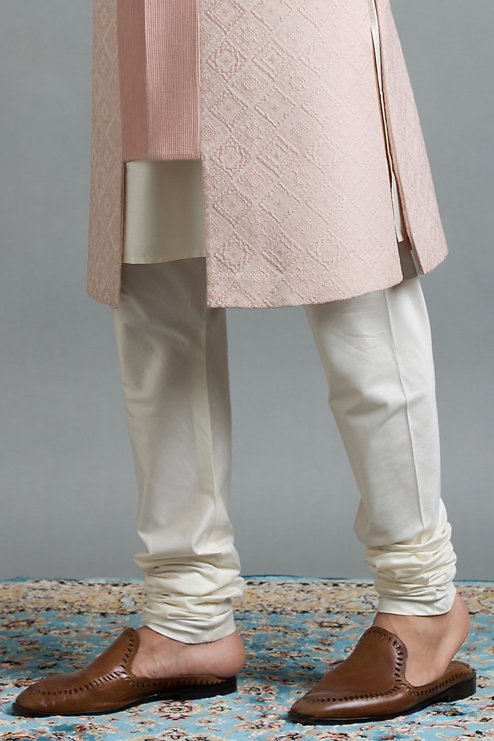 Blush Pink Jacquard Wedding Sherwani Set by Gargee Designers at Pernia's Pop Up Shop