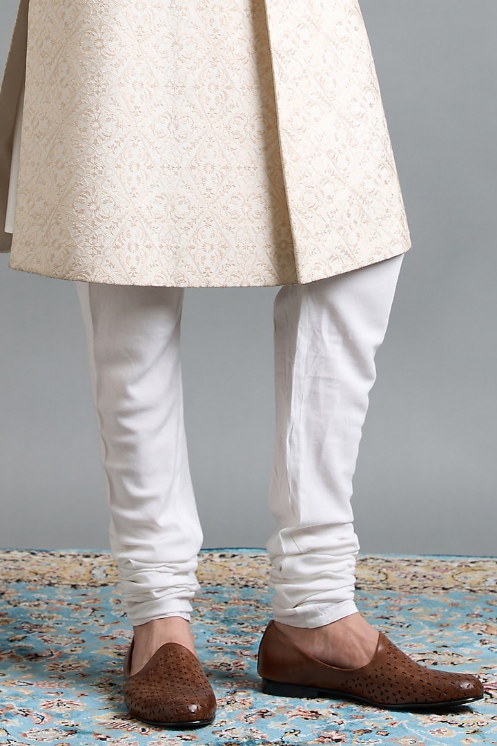 Ivory Chanderi Thread Work Wedding Sherwani Set by Gargee Designers at Pernia's Pop Up Shop