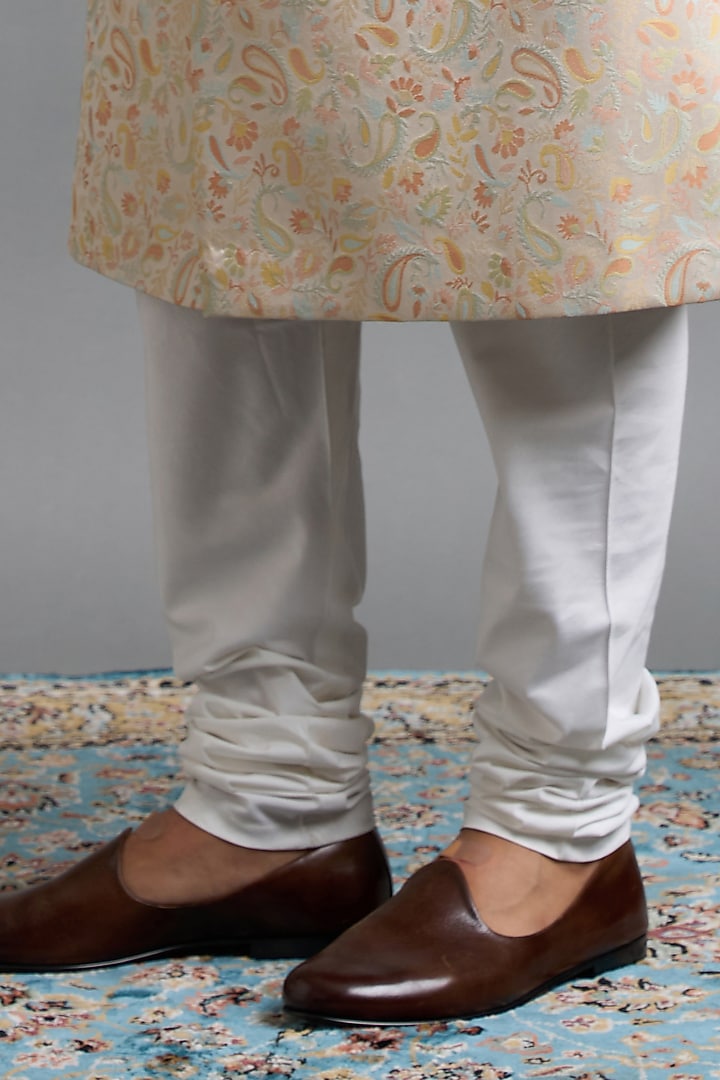Ivory Jacquard Wedding Sherwani Set by Gargee Designers at Pernia's Pop Up Shop