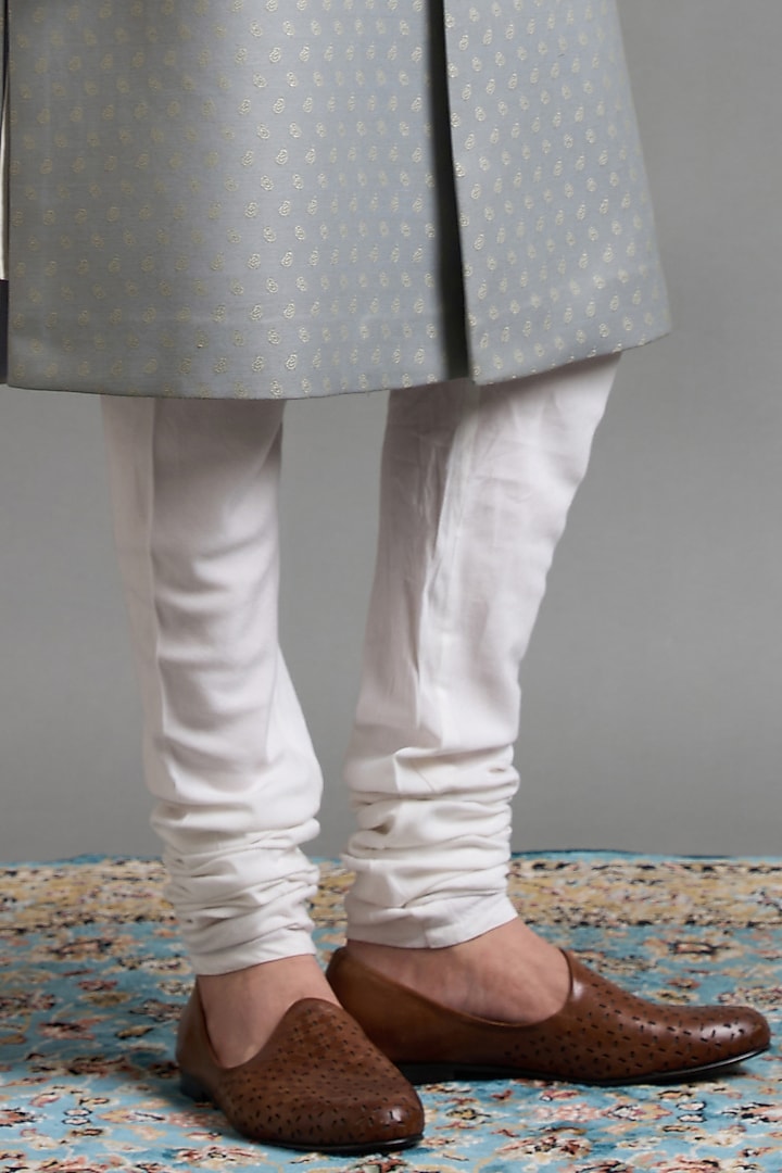 Slate Grey Jacquard Wedding Sherwani Set by Gargee Designers at Pernia's Pop Up Shop