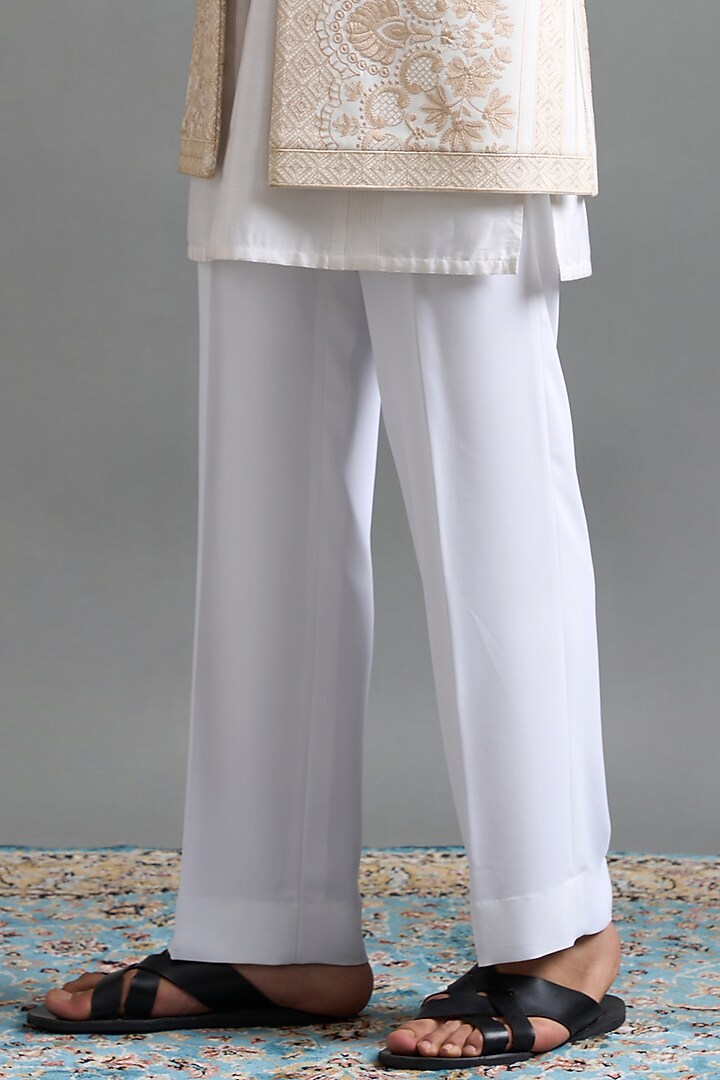 Ivory Japanese Fabric Machine Embroidered Wedding Indowestern Set by Gargee Designers at Pernia's Pop Up Shop