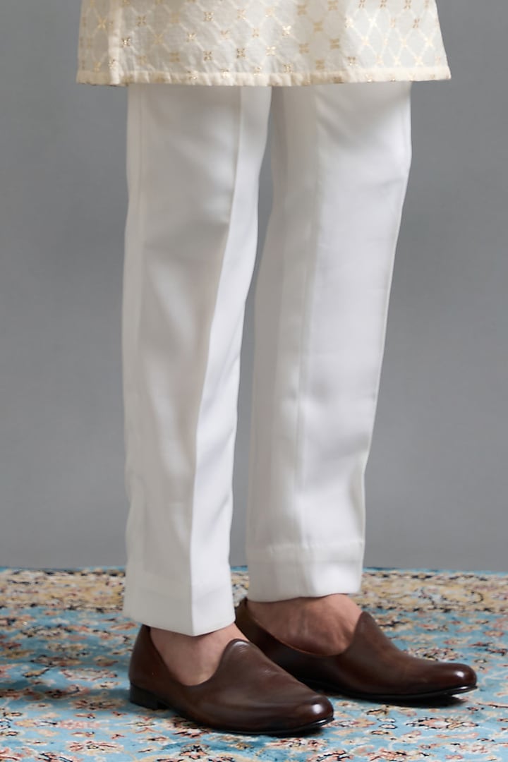 Ivory Japanese Fabric Hand & Machine Embroidered Wedding Indowestern Set by Gargee Designers at Pernia's Pop Up Shop