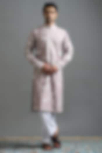 Mauve Cotton Silk Floral Embroidered Kurta Set by Gargee Designers at Pernia's Pop Up Shop