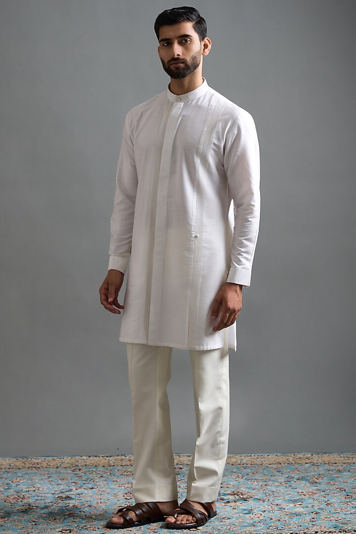 Silver-Grey Polyester Resham Embroidered Wedding Indowestern Set by Gargee Designers at Pernia's Pop Up Shop