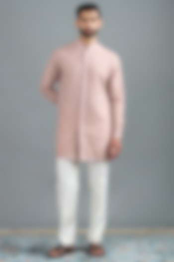 Blush-Toned Suede Cutwork Bundi Jacket Set by Gargee Designers at Pernia's Pop Up Shop