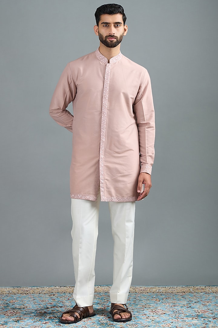 Blush-Toned Suede Cutwork Bundi Jacket Set by Gargee Designers at Pernia's Pop Up Shop