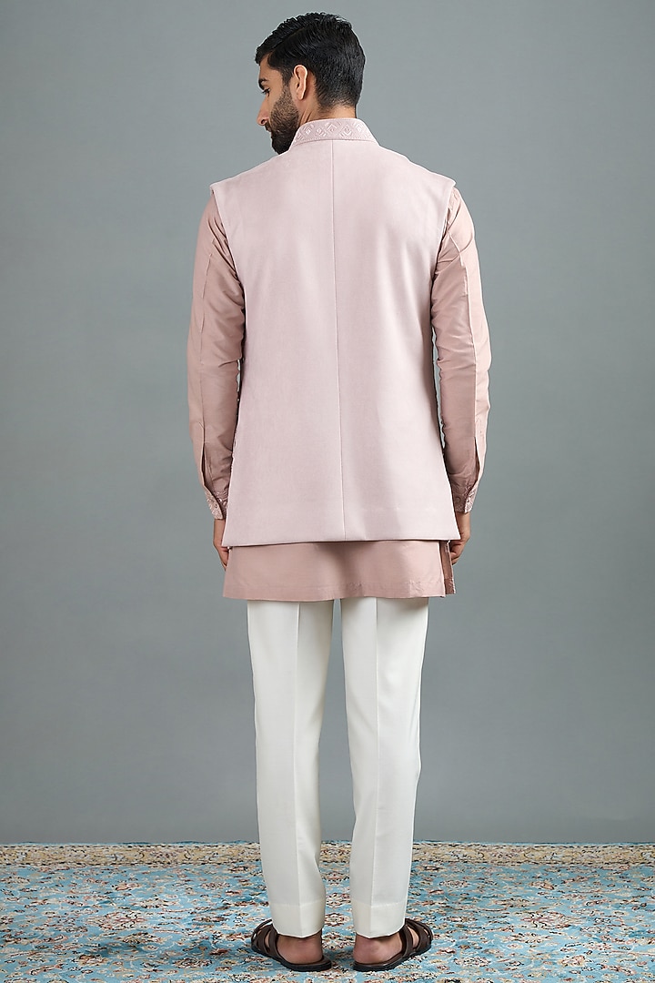 Blush-Toned Suede Cutwork Bundi Jacket Set by Gargee Designers at Pernia's Pop Up Shop