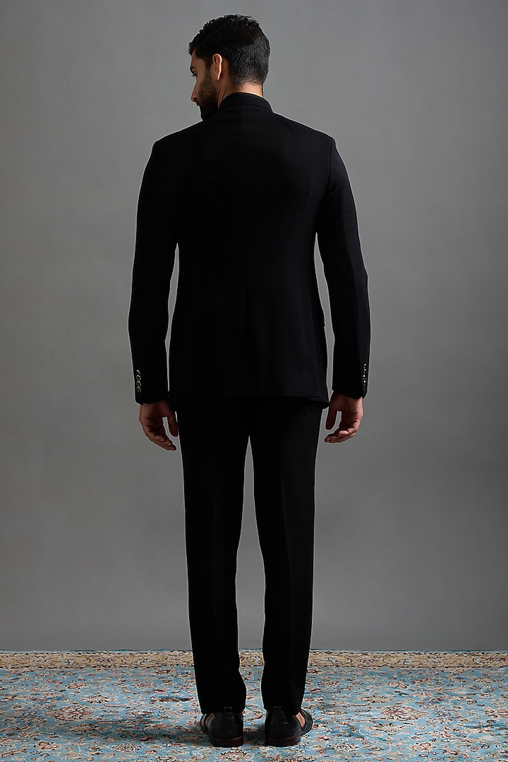 Black Polyester Motif Embroidered Jodhpuri Set by Gargee Designers at Pernia's Pop Up Shop