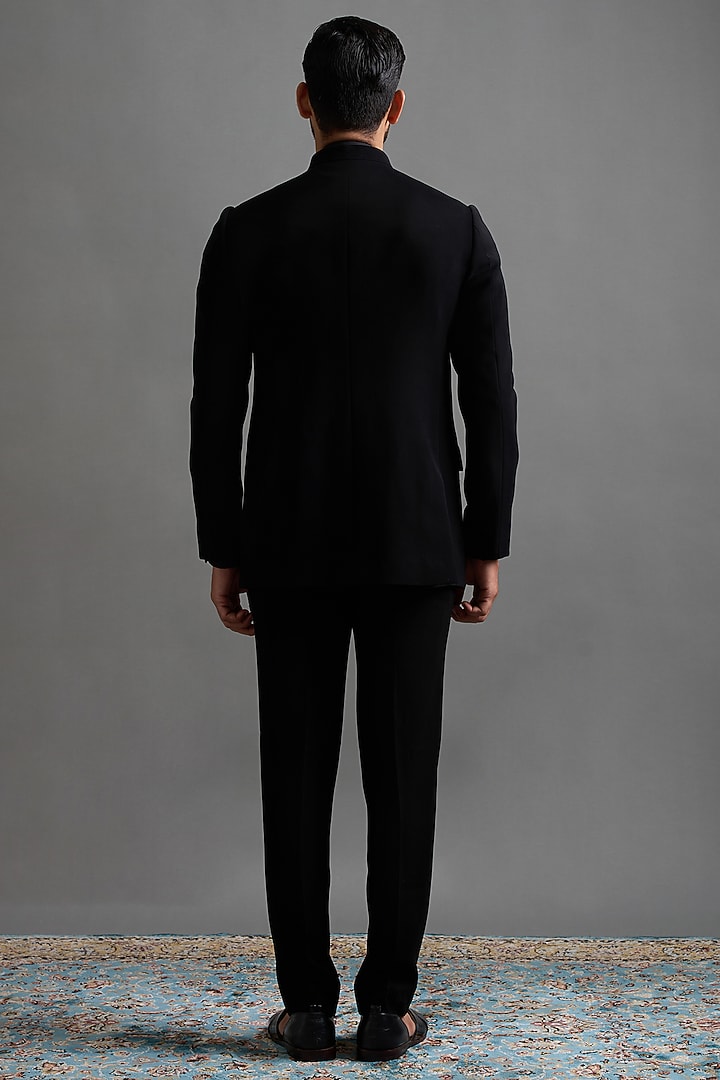 Black Velvet Hand & Machine Embroidered Jodhpuri Set by Gargee Designers at Pernia's Pop Up Shop