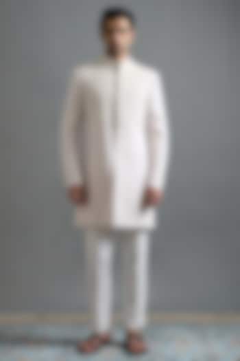 Ivory Polyester Hand Embroidered Wedding Indowestern Set by Gargee Designers at Pernia's Pop Up Shop