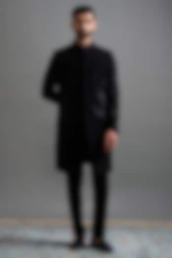 Black Polyester Cutdana Work Wedding Indowestern Set by Gargee Designers at Pernia's Pop Up Shop