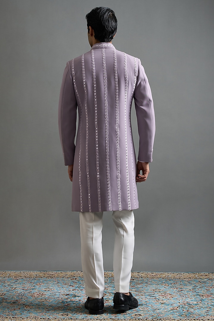Lilac Polyester Mirror Embroidered Wedding Indowestern Set by Gargee Designers at Pernia's Pop Up Shop