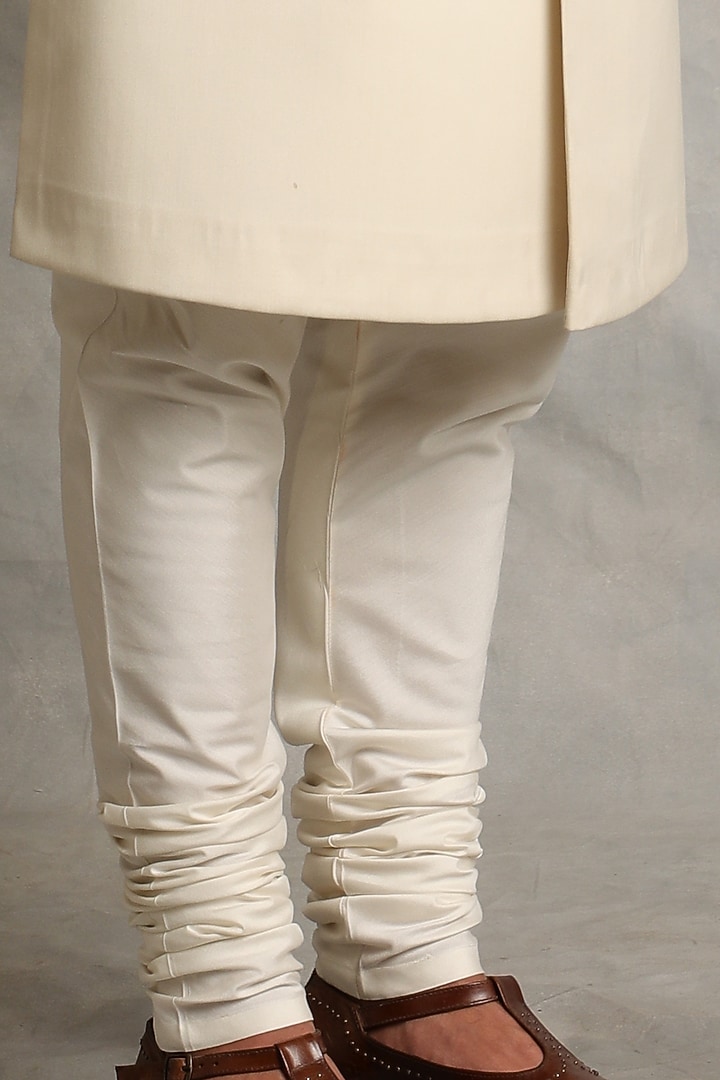 Ivory Poly Viscose Wedding Sherwani Set by Gargee Designers at Pernia's Pop Up Shop