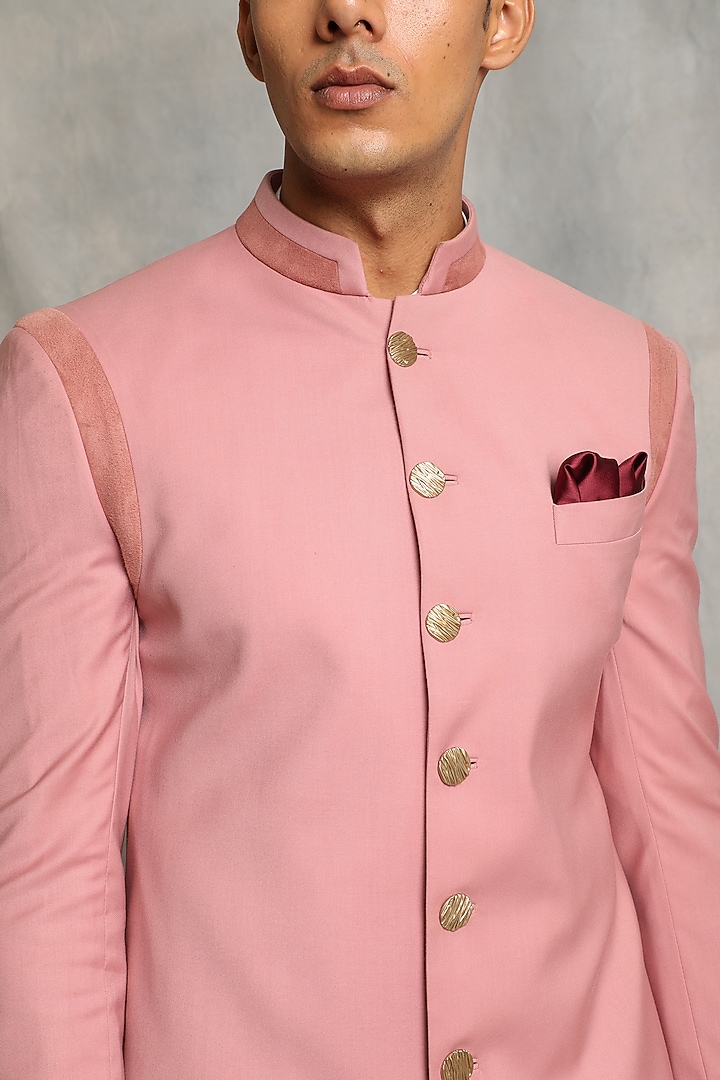 Baby Pink Poly Viscose Wedding Sherwani Set by Gargee Designers at Pernia's Pop Up Shop