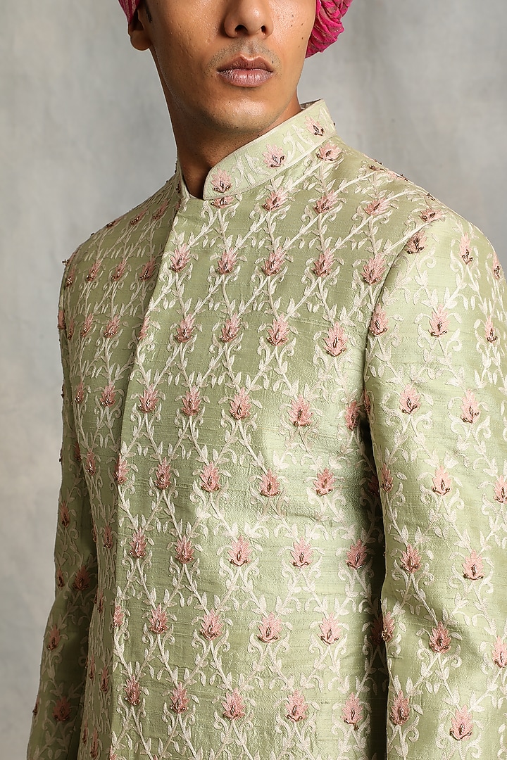 Mint Embroidered Wedding Sherwani Set by Gargee Designers at Pernia's Pop Up Shop