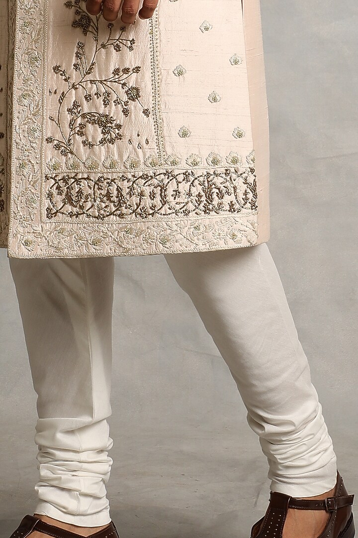 Sheer Pink Embroidered Wedding Sherwani Set by Gargee Designers at Pernia's Pop Up Shop