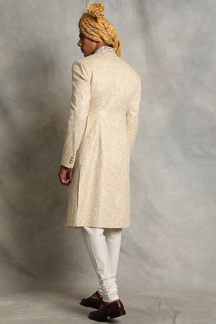 Ivory Wedding Sherwani Set With Embroidery by Gargee Designers at Pernia's Pop Up Shop