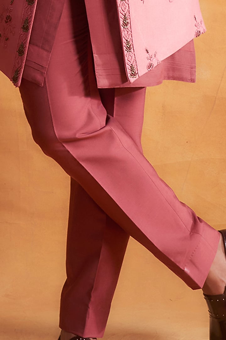 Creamy Coral Kurta Set With Blush Coral Jacket by Gargee Designers at Pernia's Pop Up Shop