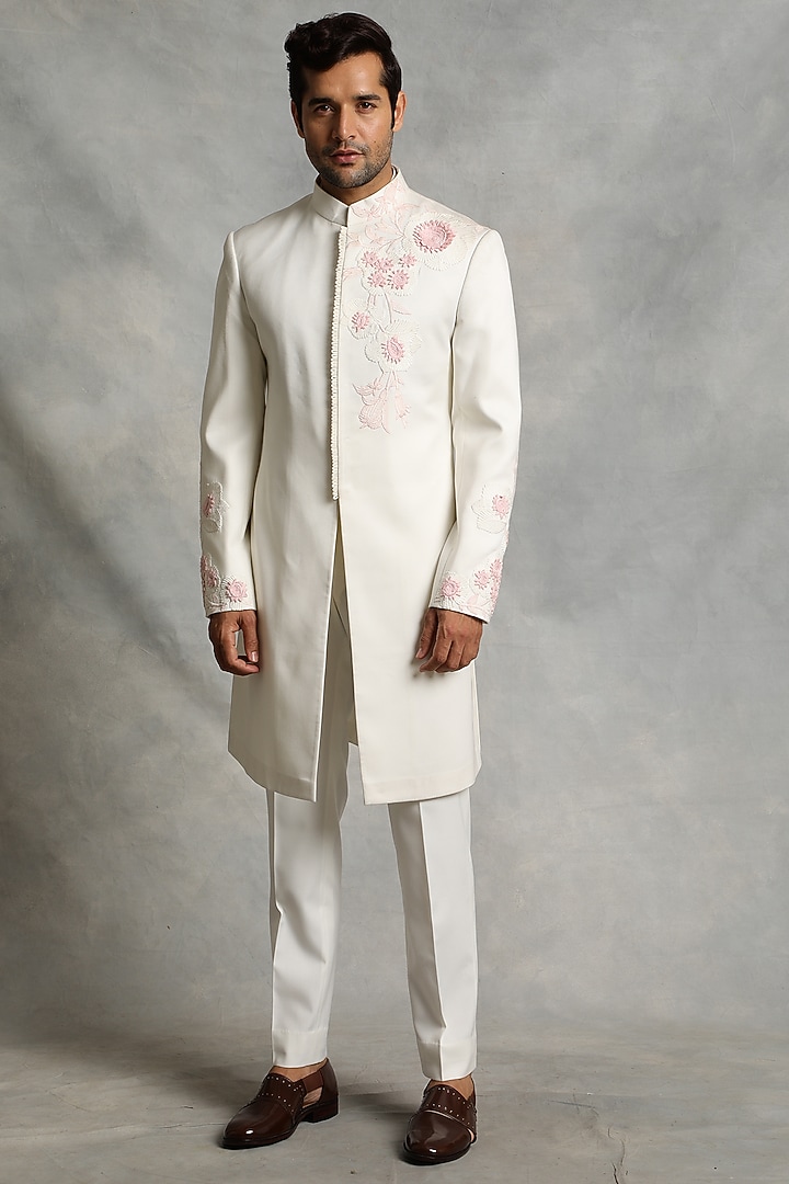 Off-White Embroidered Wedding Indowestern Set by Gargee Designers at Pernia's Pop Up Shop