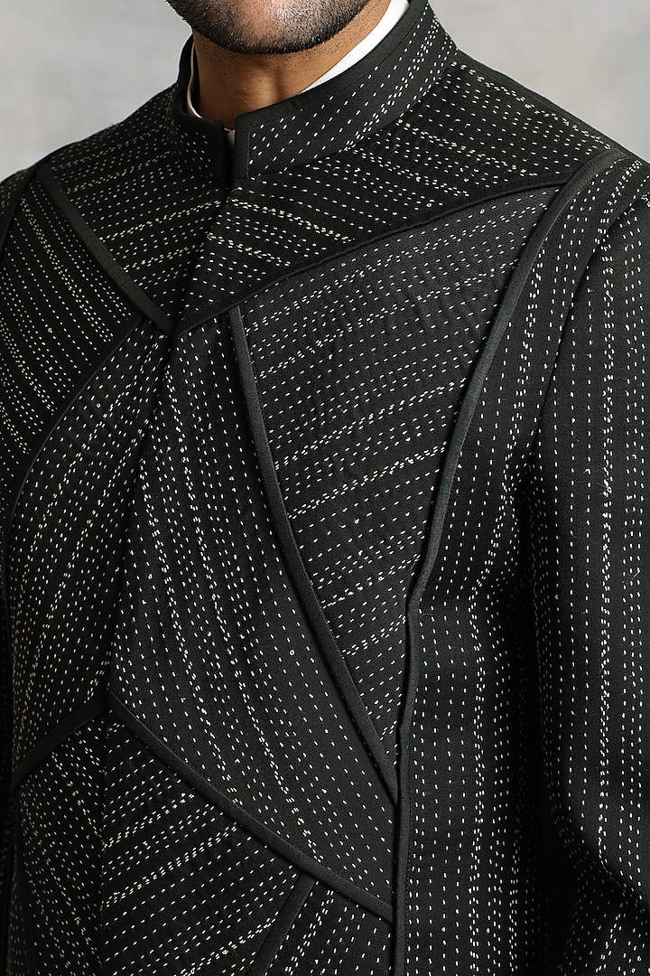 Dark Green Embroidered Jacket Set by Gargee Designers at Pernia's Pop Up Shop
