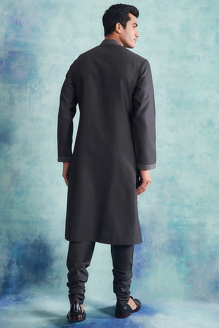 Carbon Black Embroidered Kurta Set by Gargee Designers at Pernia's Pop Up Shop