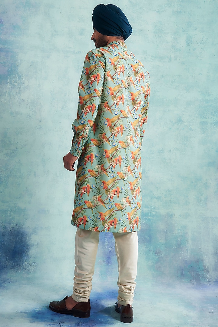 Aqua Blue Printed Kurta Set by Gargee Designers at Pernia's Pop Up Shop