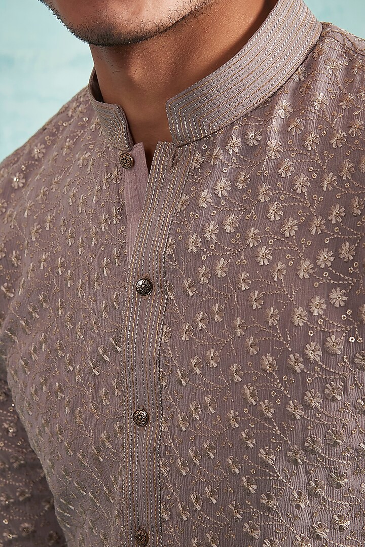Champagne Sequins Embroidered Kurta Set by Gargee Designers at Pernia's Pop Up Shop