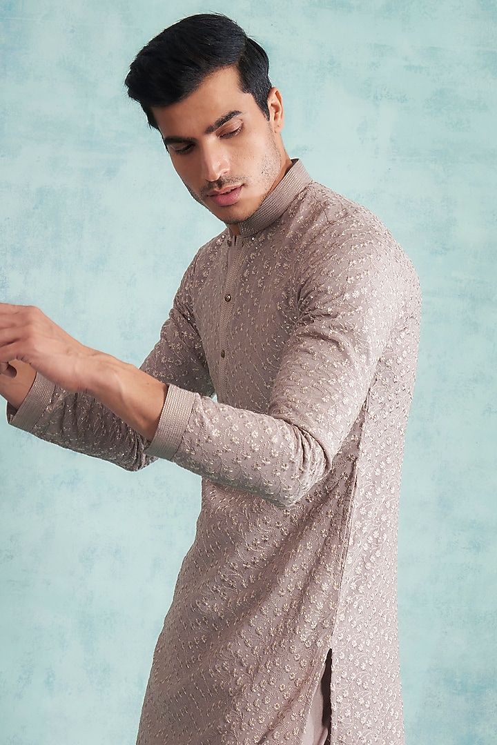 Champagne Sequins Embroidered Kurta Set by Gargee Designers at Pernia's Pop Up Shop