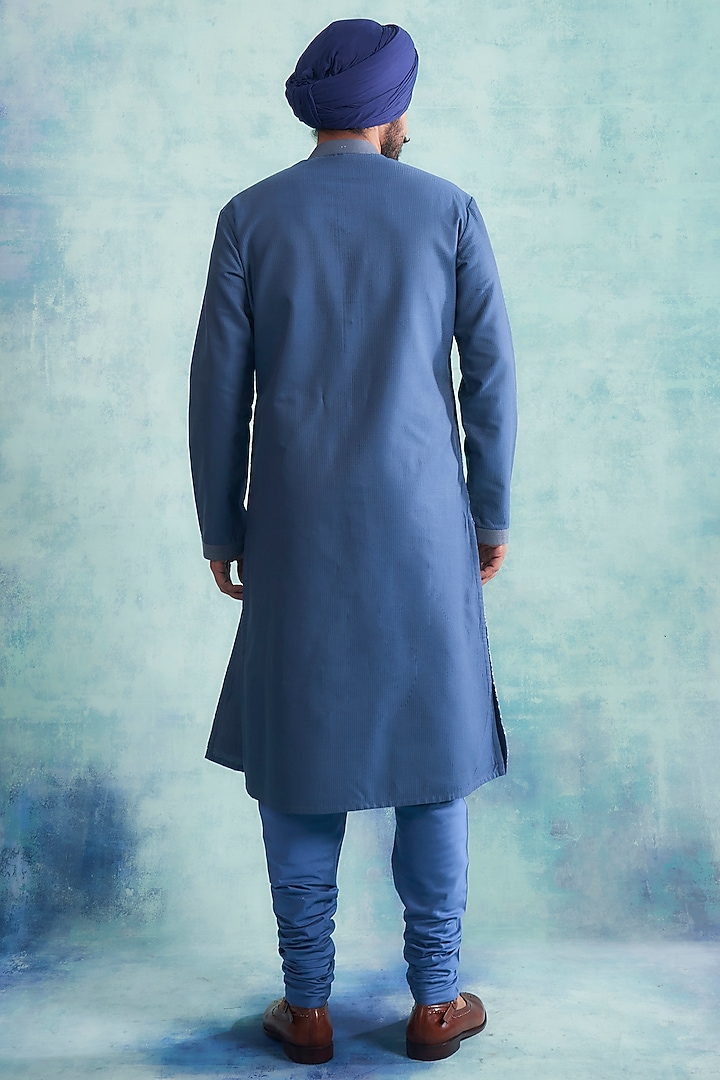 Aster Blue Applique Embroidered Kurta Set by Gargee Designers at Pernia's Pop Up Shop