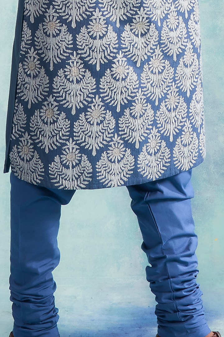 Aster Blue Applique Embroidered Kurta Set by Gargee Designers at Pernia's Pop Up Shop