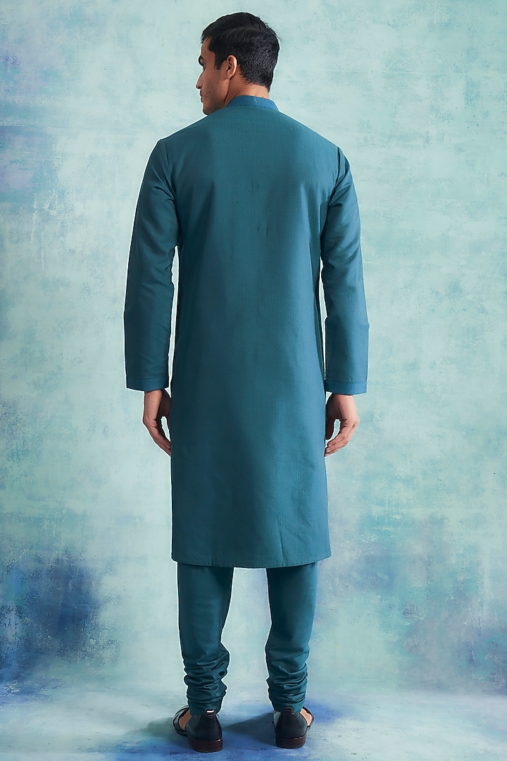 Paisley Blue Applique Embroidered Kurta Set by Gargee Designers at Pernia's Pop Up Shop