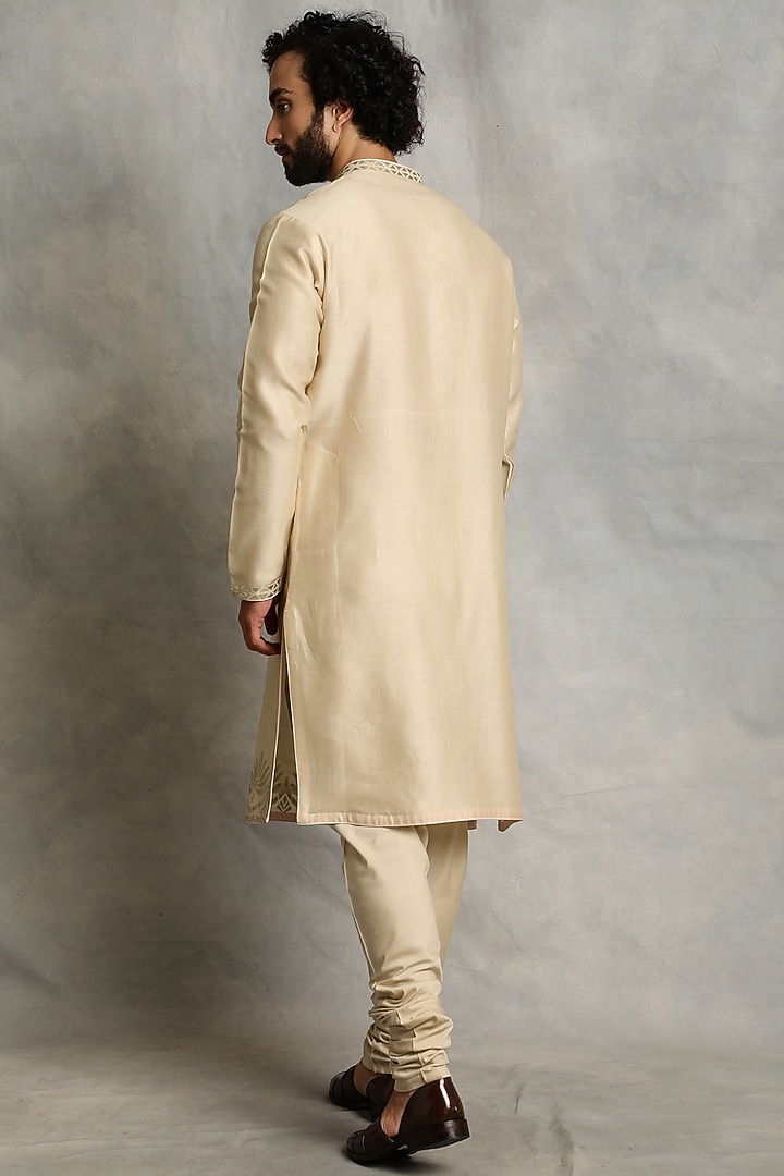Breezy Beige Applique Embroidered Kurta Set by Gargee Designers at Pernia's Pop Up Shop