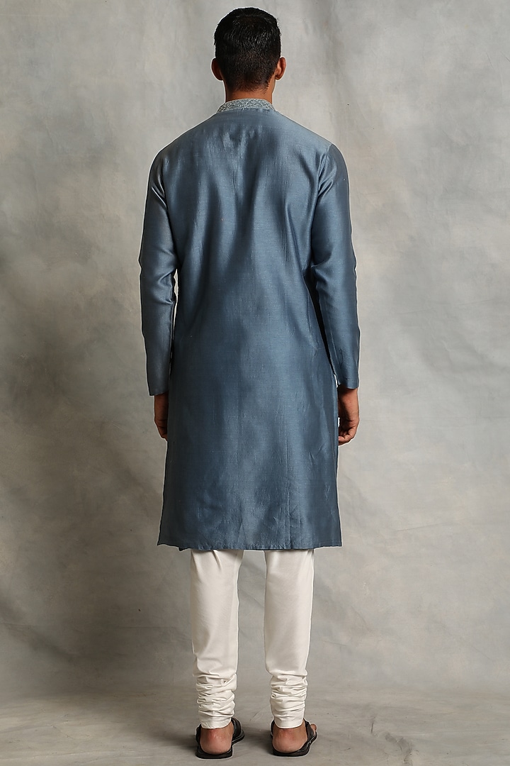 Canyon Blue Embroidered Kurta Set by Gargee Designers at Pernia's Pop Up Shop