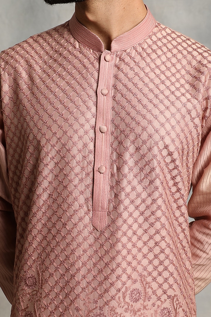 Wood Pink Embroidered Kurta Set by Gargee Designers at Pernia's Pop Up Shop