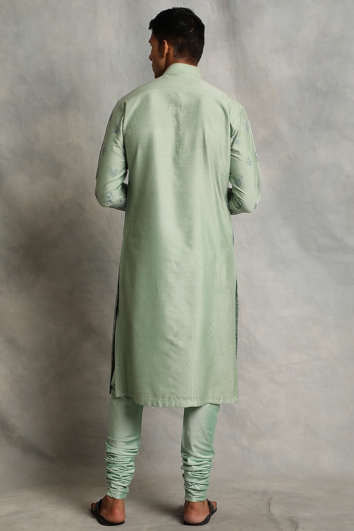 Ice Green Embroidered Kurta Set by Gargee Designers at Pernia's Pop Up Shop